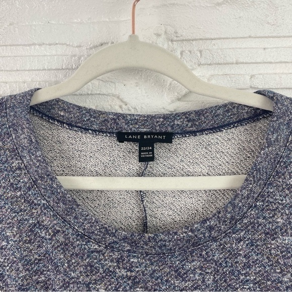 Lane Bryant Knit Tunic Relaxed Fit Hi-Lo Hem Heather Blue W/Metallic Size 22/24 - Picture 2 of 14